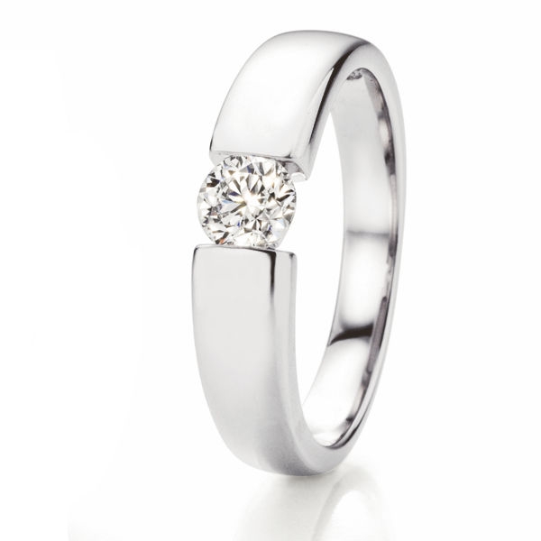 Solitaire Weissgold Ring | Spannring Optik 0,40 ct